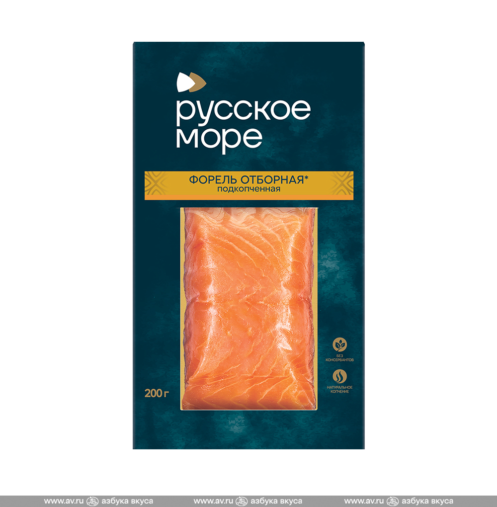 Изображение товара Форель подкопченная филе-кусок, «Русское море», 200 г, Беларусь