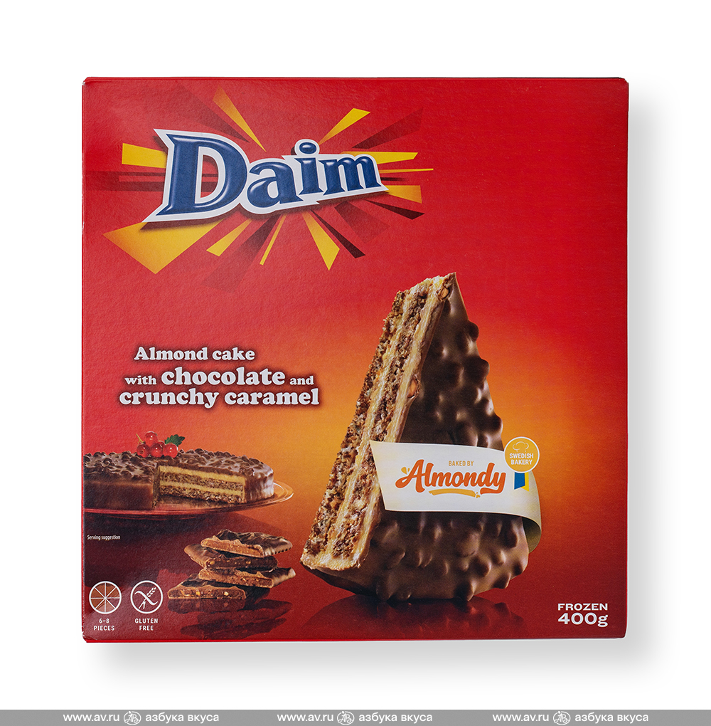 Изображение товара Торт Daim миндальный, Almondy, 400 г, Швеция Изображение товара Торт Daim миндальный, Almondy, 400 г, Швеция