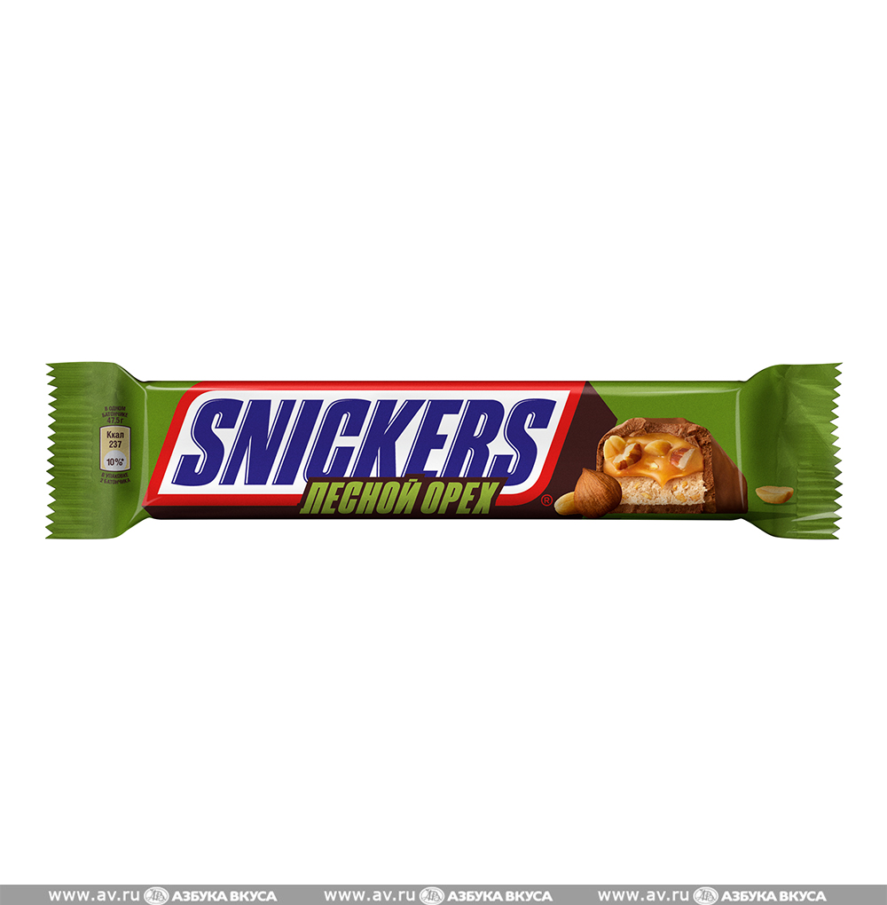 Изображение товара Батончик шоколадный с лесным орехом, Snickers, 81 г, Россия Изображение товара Батончик шоколадный с лесным орехом, Snickers, 81 г, Россия
