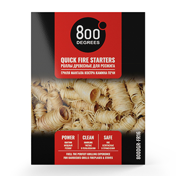 Изображение товара Древесные роллы для быстрого розжига, 800 Degrees, 16 шт., Россия