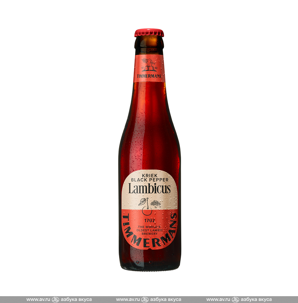 Изображение товара Напиток пивной светлый Timmermans Kriek Black Pepper Lambicus 4%, 0.25 L, ст/б, Бельгия Изображение товара Напиток пивной светлый Timmermans Kriek Black Pepper Lambicus 4%, 0.25 L, ст/б, Бельгия