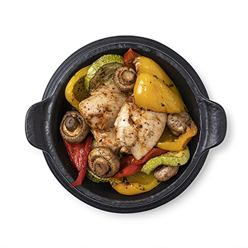 Изображение товара Садж с мясом цыплёнка-бройлера, овощами и аджикой «Вкусы России», «Азбука вкуса», 200 г, Россия