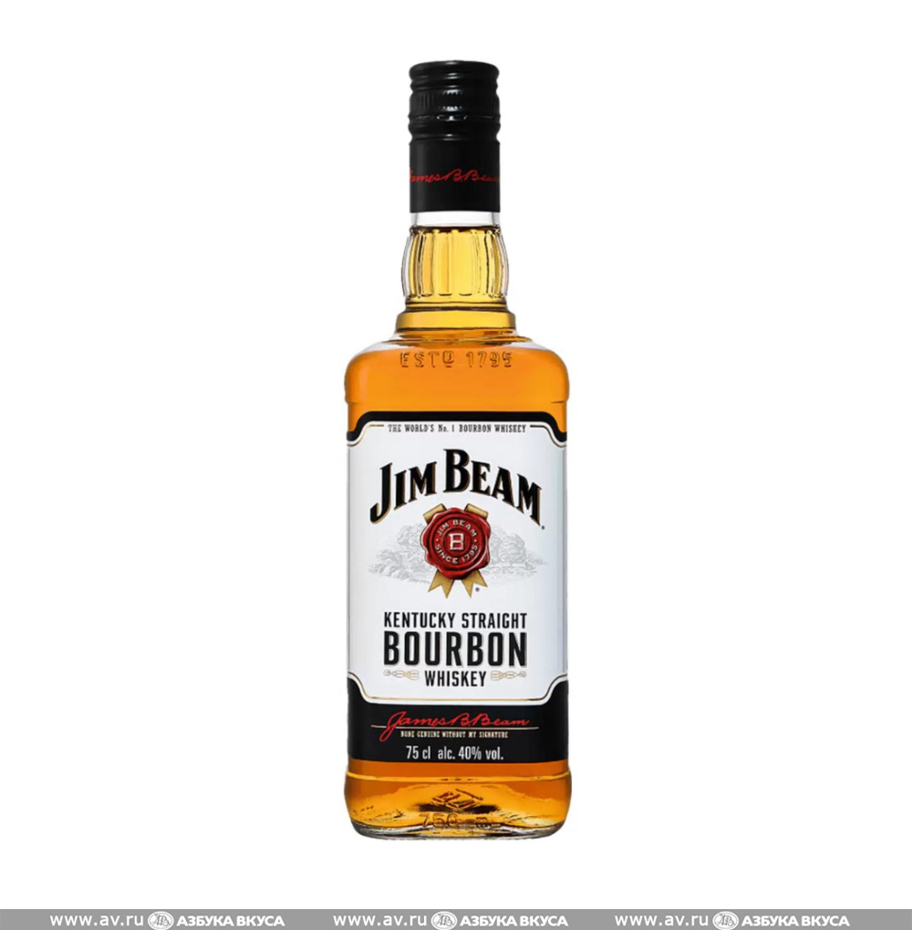 Изображение товара Американский виски Jim Beam Straight Bourbon 0.75L мягкий вкус ванили и дуба Изображение товара Американский виски Jim Beam Straight Bourbon 0.75L мягкий вкус ванили и дуба