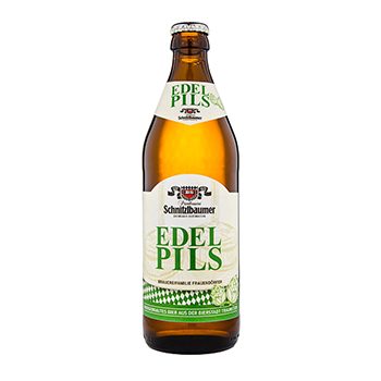 Изображение товара Пиво светлое Schnitzlbaumer Edel Pils фильтрованное, пастеризованное 4.9%, 0.5 L, ст/б, Германия