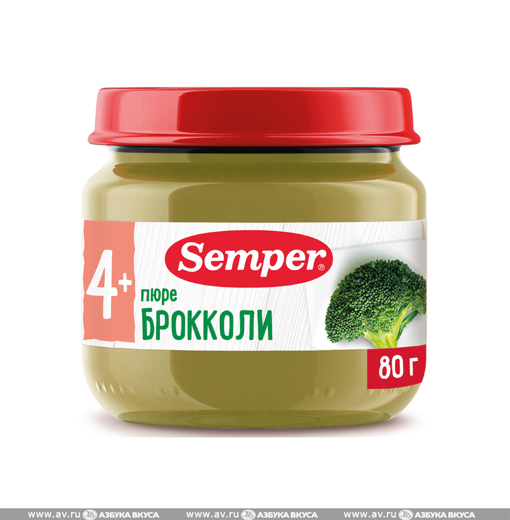 Изображение товара Пюре Semper Брокколи с 4 месяцев 80 г, Россия Изображение товара Пюре Semper Брокколи с 4 месяцев 80 г, Россия