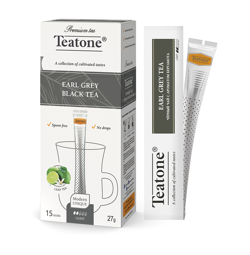 Изображение товара Чай чёрный Earl Grey с ароматом бергамота, Teatone, 15 стиков, 27 г, Россия Изображение товара Чай чёрный Earl Grey с ароматом бергамота, Teatone, 15 стиков, 27 г, Россия