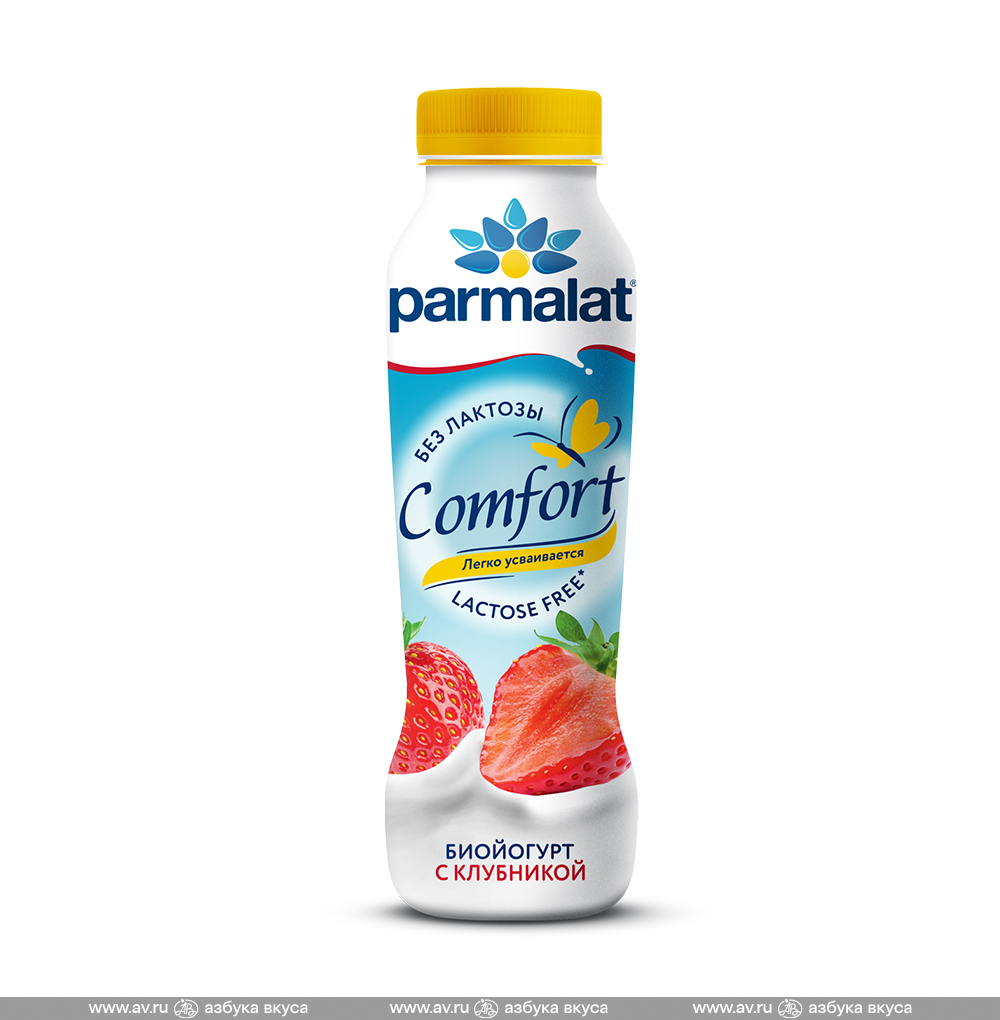 Изображение товара Йогурт питьевой Comfort безлактозный «Клубника» 1.5%, Parmalat, 290 мл, Россия, БЗМЖ