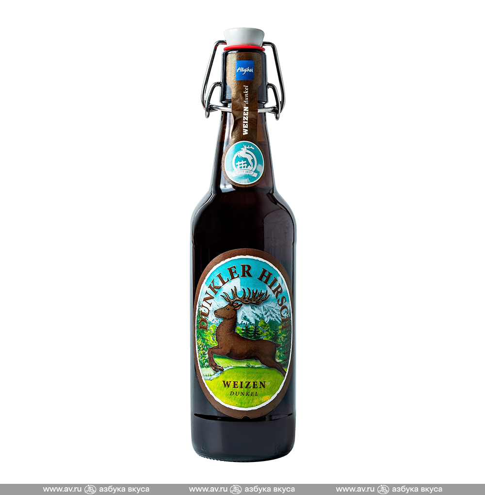 Изображение товара Пиво темное Hirschbrau Dunkler Hirsch нефильтр. неосветл. 5,2%, 0.5 L, ст/б, Германия