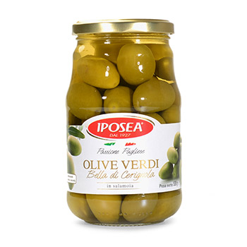 Изображение товара Оливки  зеленые Iposea Bella di Cerignola с косточкой 580мл Италия