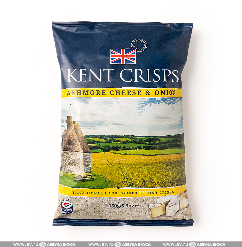 Изображение товара Чипсы картофельные с сыром Эшмор и луком, Kent Crisps, 150 г, Великобритания Изображение товара Чипсы картофельные с сыром Эшмор и луком, Kent Crisps, 150 г, Великобритания