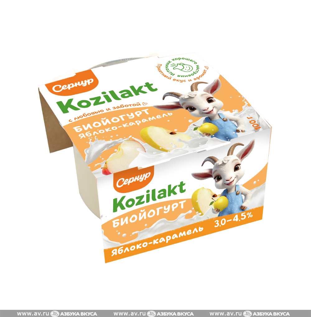Изображение товара Биойогурт из козьего молока «Яблоко-карамель» 3-4.5%, Kozilakt, 100 г, Россия, БЗМЖ Изображение товара Биойогурт из козьего молока «Яблоко-карамель» 3-4.5%, Kozilakt, 100 г, Россия, БЗМЖ