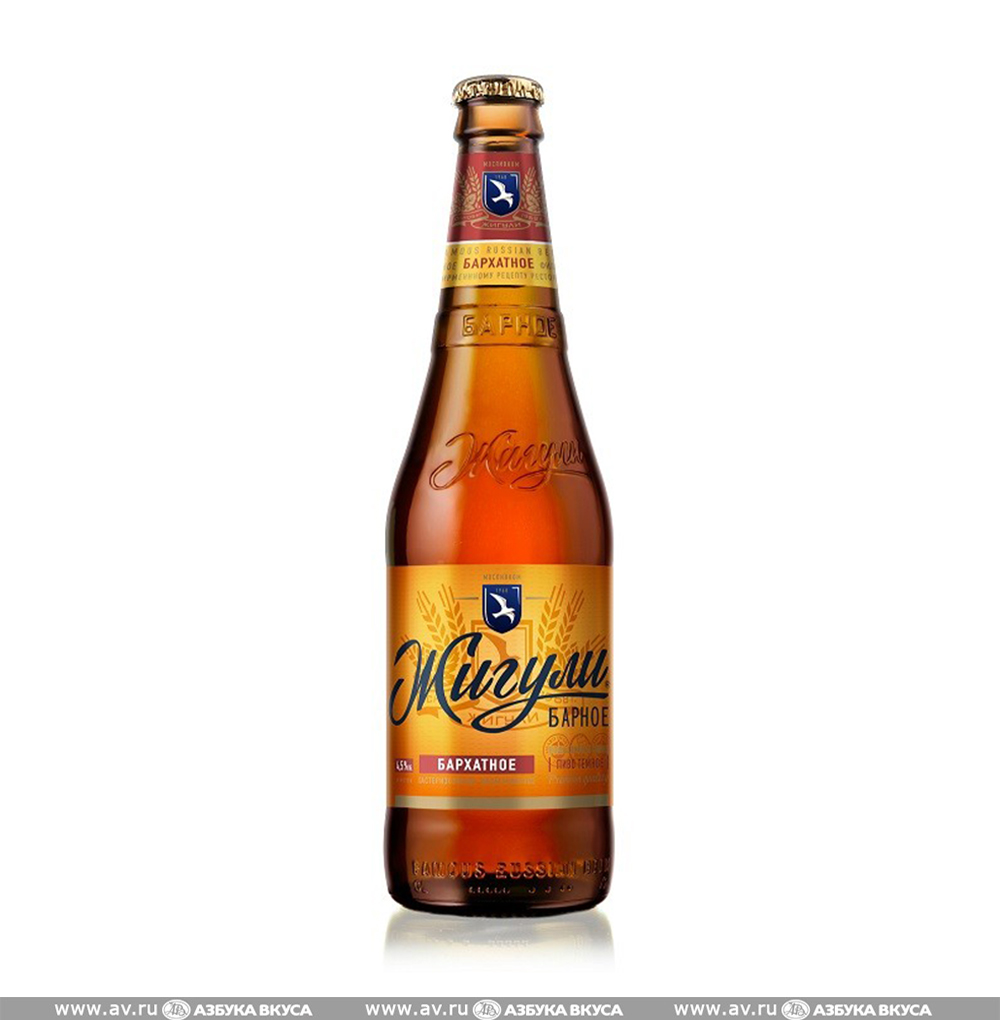 Изображение товара Пиво темное Жигули Барное Бархатное 4,5%, 0.45 L, ст/б, Россия