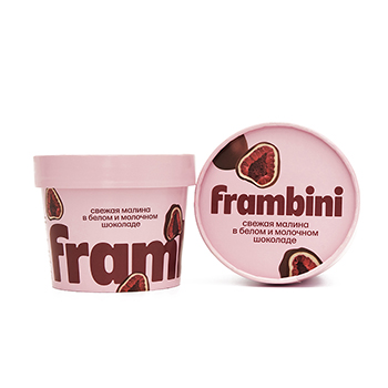 Изображение товара Малина «Frambini» в белом и молочном шоколаде, быстрозамороженная, 130 г, Россия