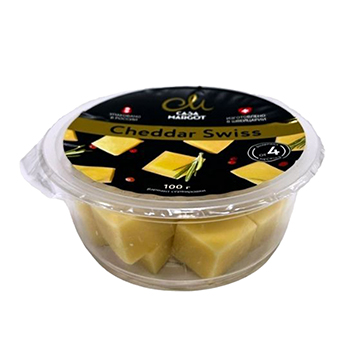 Изображение товара Сыр твердый «Чеддер», «Casa Margot», м.д.ж в сух веществе 48.4%, кубики, 100 г, Россия