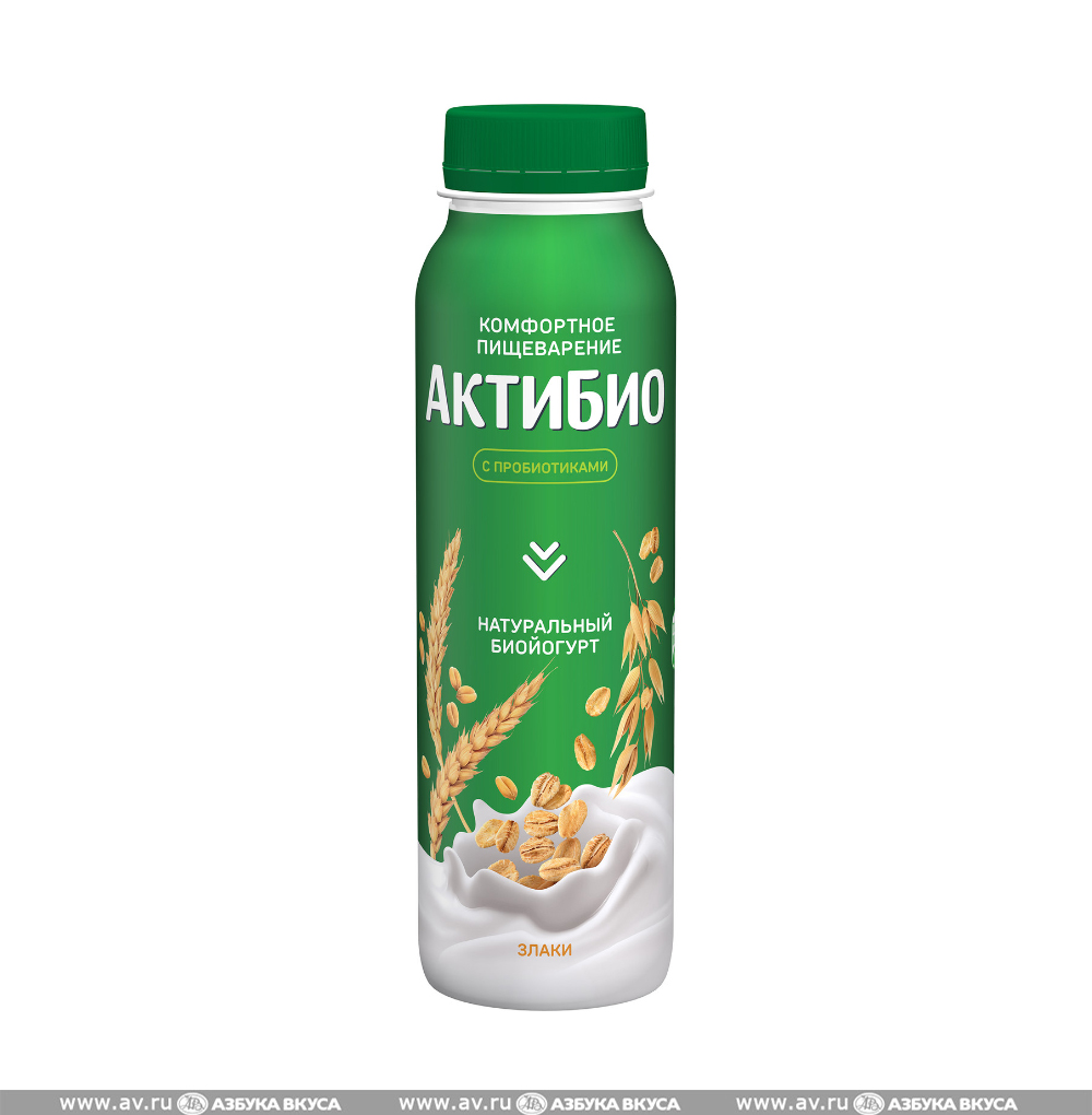 Изображение товара Биойогурт питьевой «Злаки» натуральный 1.6%, «АктиБио», 260 г, Россия, БЗМЖ Изображение товара Биойогурт питьевой «Злаки» натуральный 1.6%, «АктиБио», 260 г, Россия, БЗМЖ