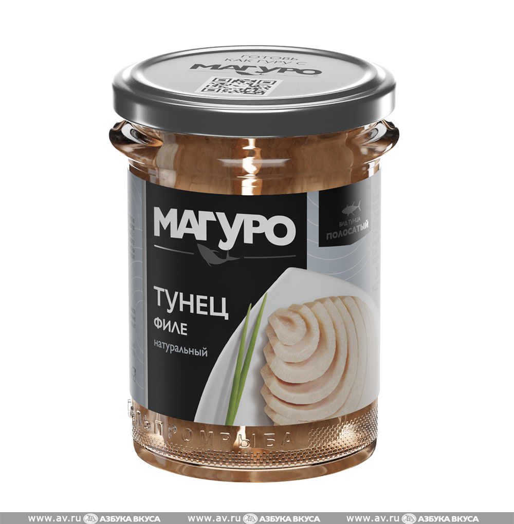 Изображение товара Тунец полосатый натуральный филе, «Магуро», 200 г, Россия Изображение товара Тунец полосатый натуральный филе, «Магуро», 200 г, Россия