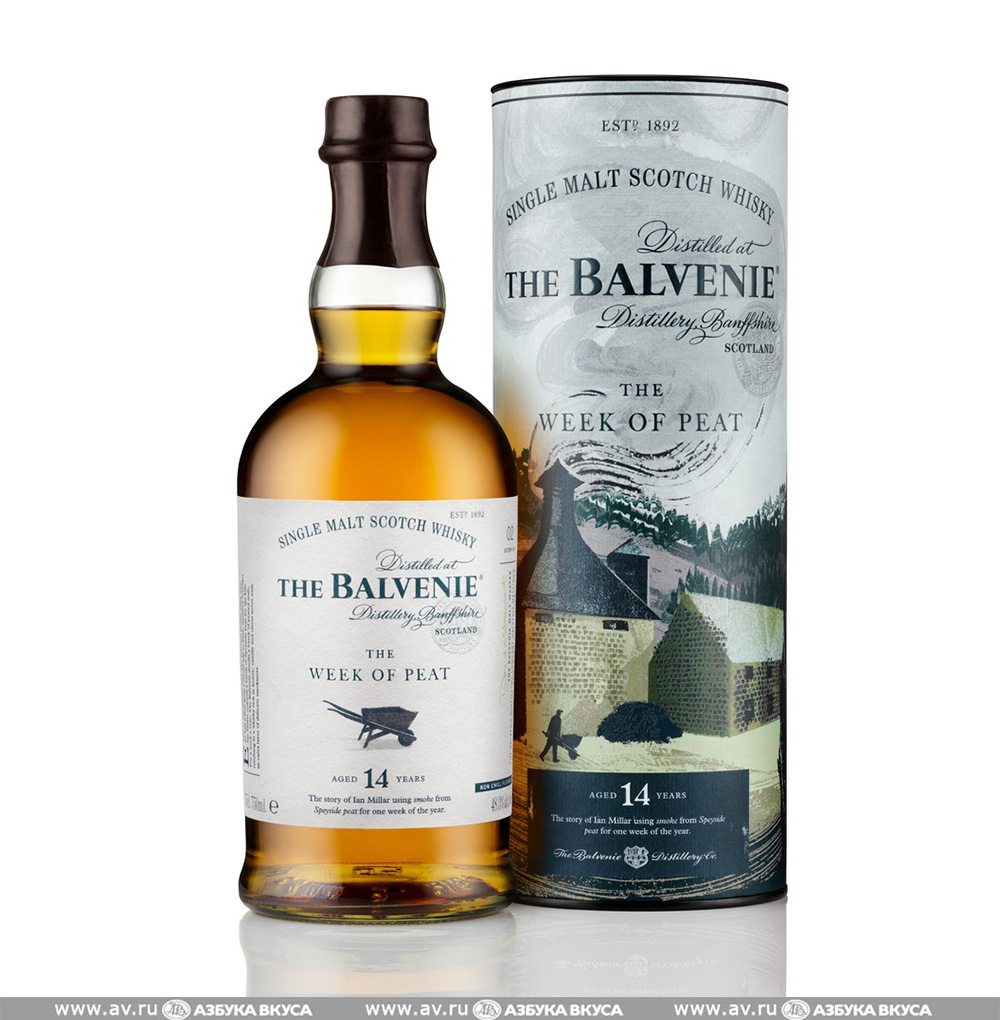 Изображение товара Виски шотландский Balvenie Stories Week Of Peat Speyside Single Malt 14 YO 48.3%, 0.7 L, в тубе Изображение товара Виски шотландский Balvenie Stories Week Of Peat Speyside Single Malt 14 YO 48.3%, 0.7 L, в тубе