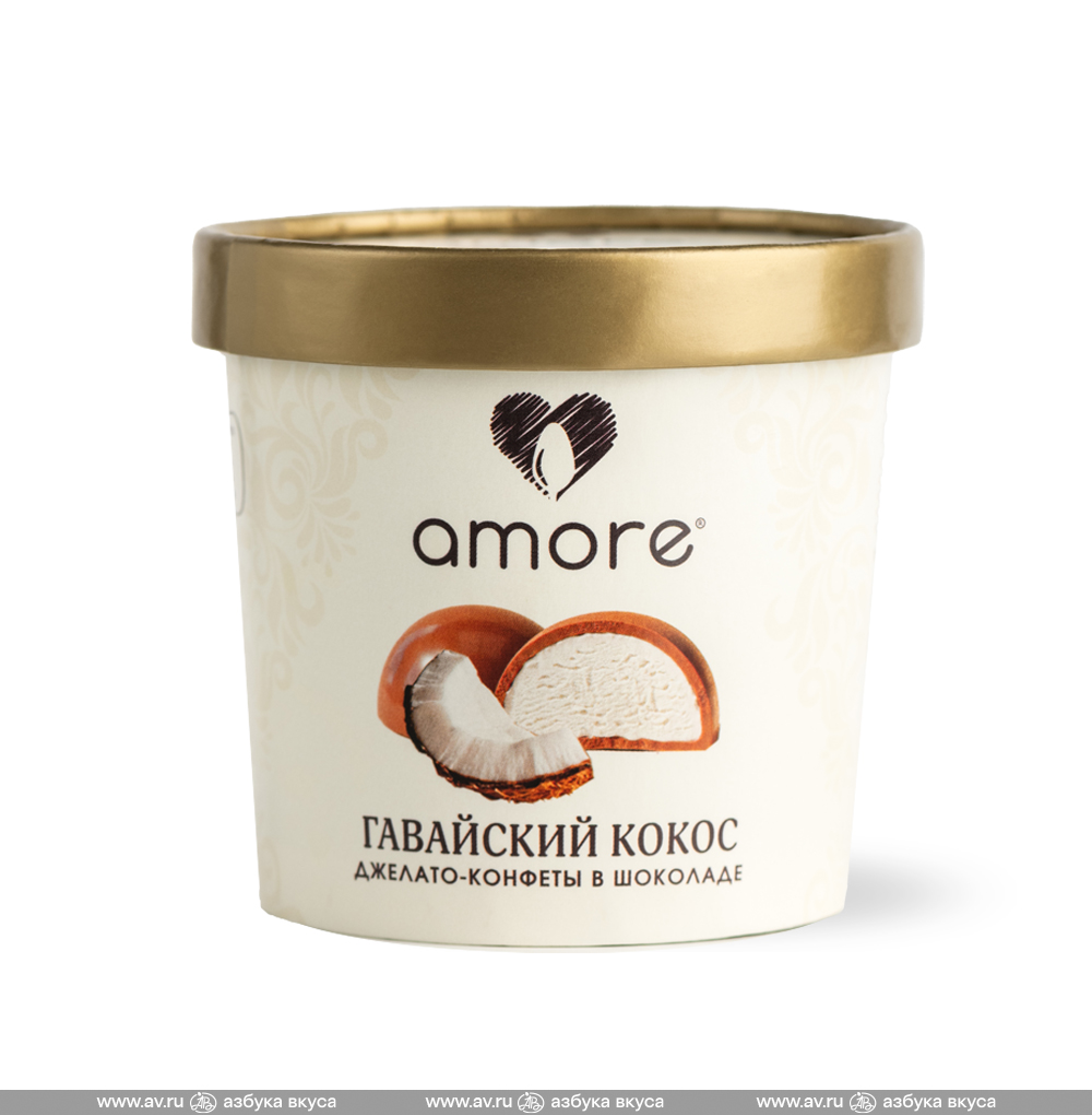 Изображение товара Мороженое молочное Джелато-конфеты в шоколаде Гавайский кокос, AMORE, 140 г, Россия Изображение товара Мороженое молочное Джелато-конфеты в шоколаде Гавайский кокос, AMORE, 140 г, Россия