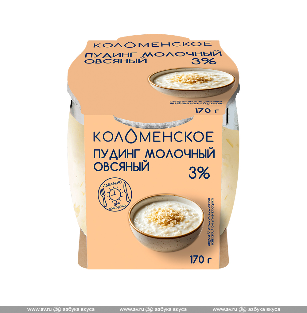 Изображение товара Пудинг молочный овсяный 3%, «Коломенское», 170 г, Россия