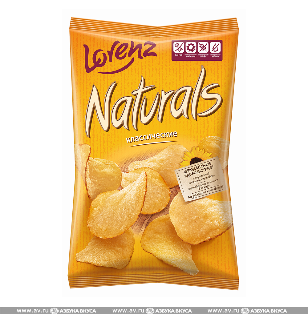 Изображение товара Чипсы картофельные Naturals с солью, Lorenz, 100 г, Россия Изображение товара Чипсы картофельные Naturals с солью, Lorenz, 100 г, Россия
