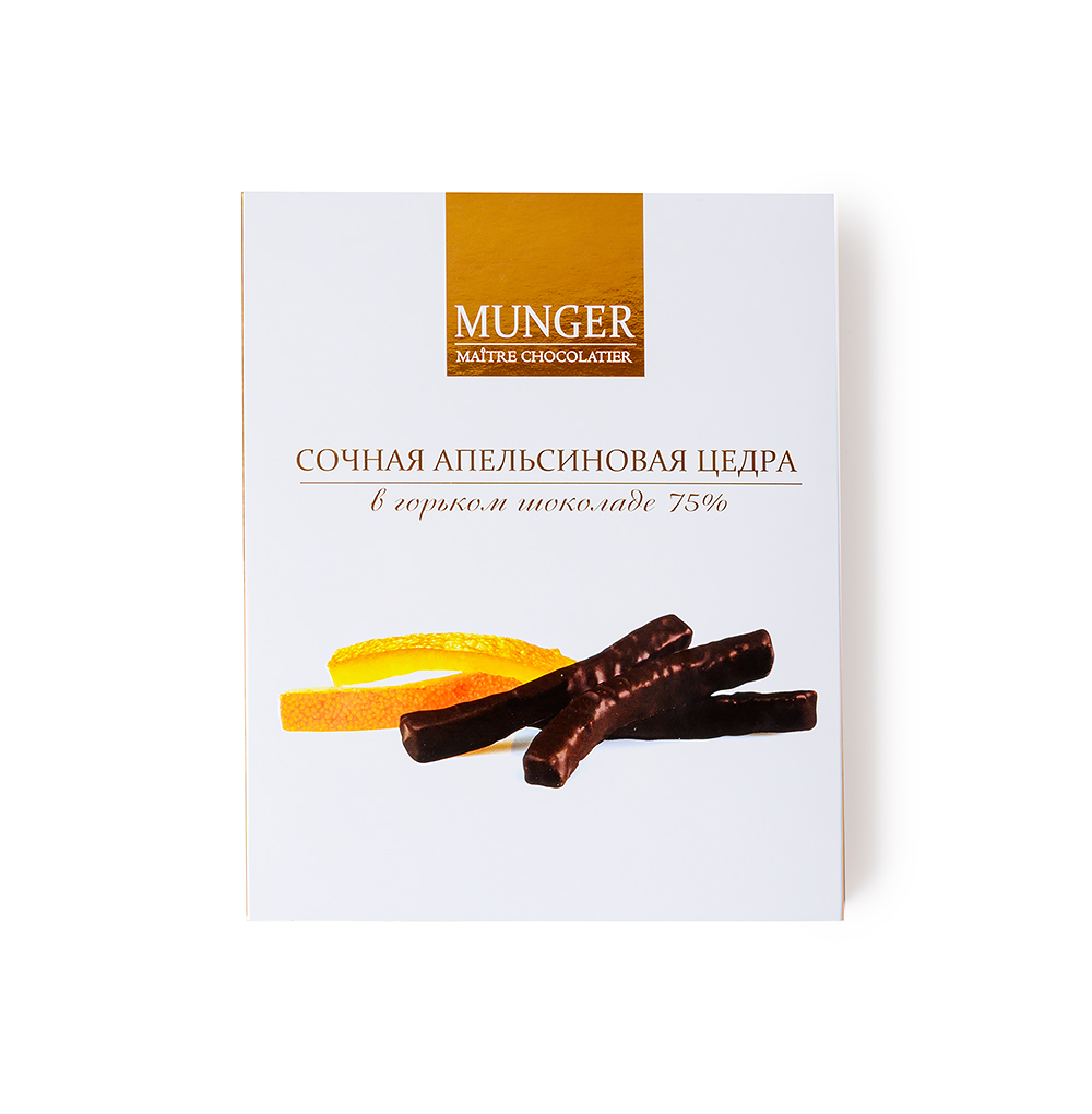 Изображение товара Цукаты из цедры апельсина в горьком шоколаде, Munger Maitre Chocolatier, 90 г, Россия Изображение товара Цукаты из цедры апельсина в горьком шоколаде, Munger Maitre Chocolatier, 90 г, Россия