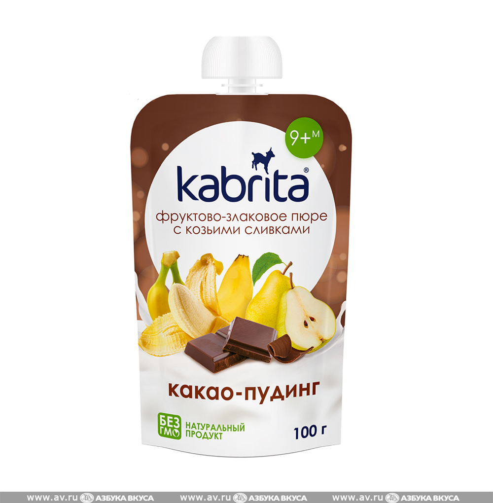 Изображение товара Пюре фруктово-злаковое с какао и козьими сливками с 9 месяцев (без сахара), Kabrita, 100 г, Эстония Изображение товара Пюре фруктово-злаковое с какао и козьими сливками с 9 месяцев (без сахара), Kabrita, 100 г, Эстония