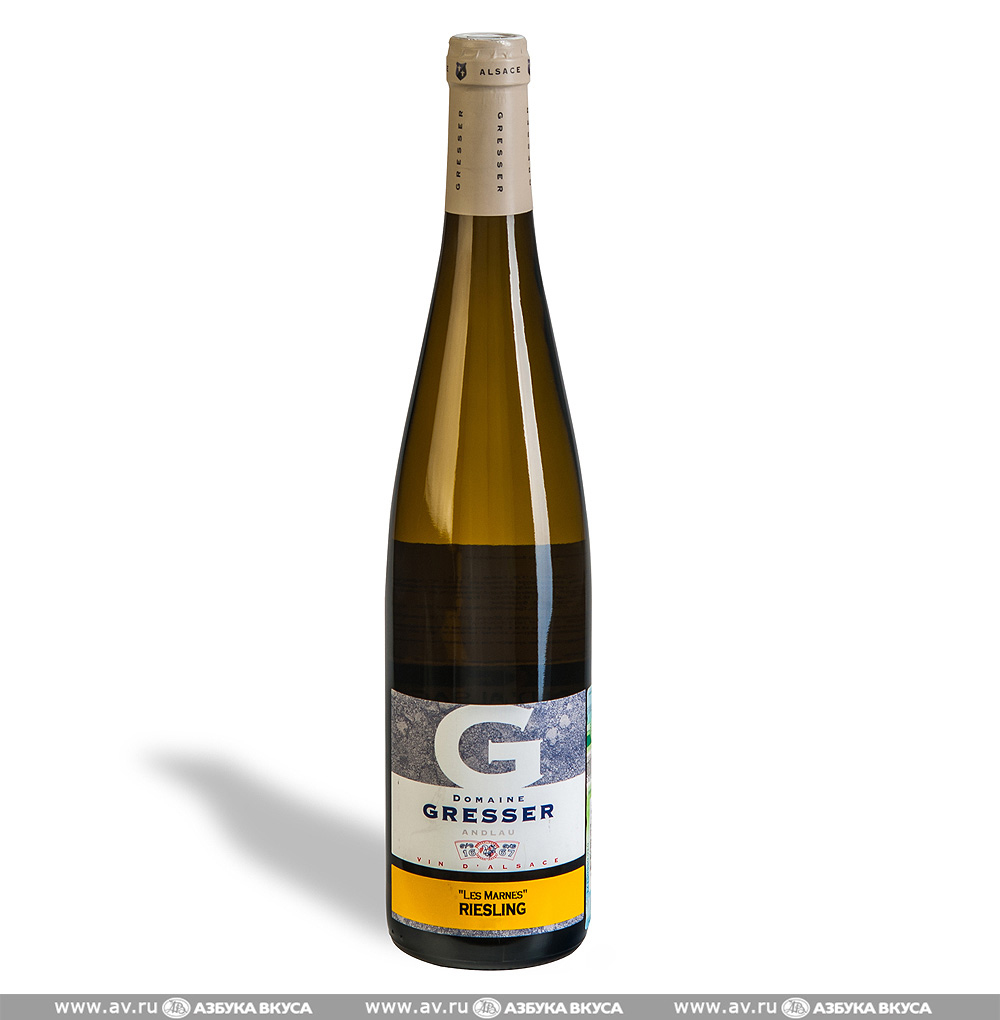 Изображение товара Французское белое сухое вино AOC Alsace Riesling Les Marnes Domaine Gresser 0.75 L