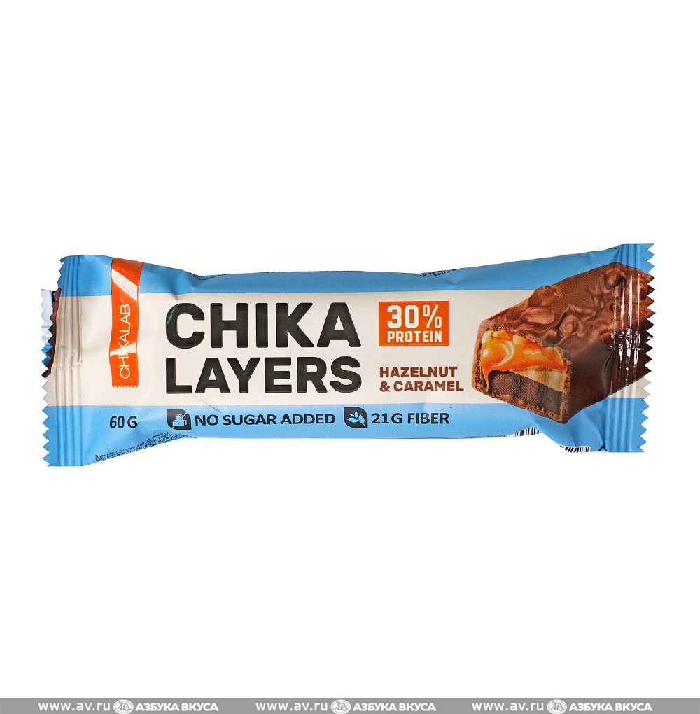 Изображение товара Батончик протеиновый LAYERS 30% protein Лесной орех с карамелью (без сахара), CHIKALAB, 60 г, Россия Изображение товара Батончик протеиновый LAYERS 30% protein Лесной орех с карамелью (без сахара), CHIKALAB, 60 г, Россия