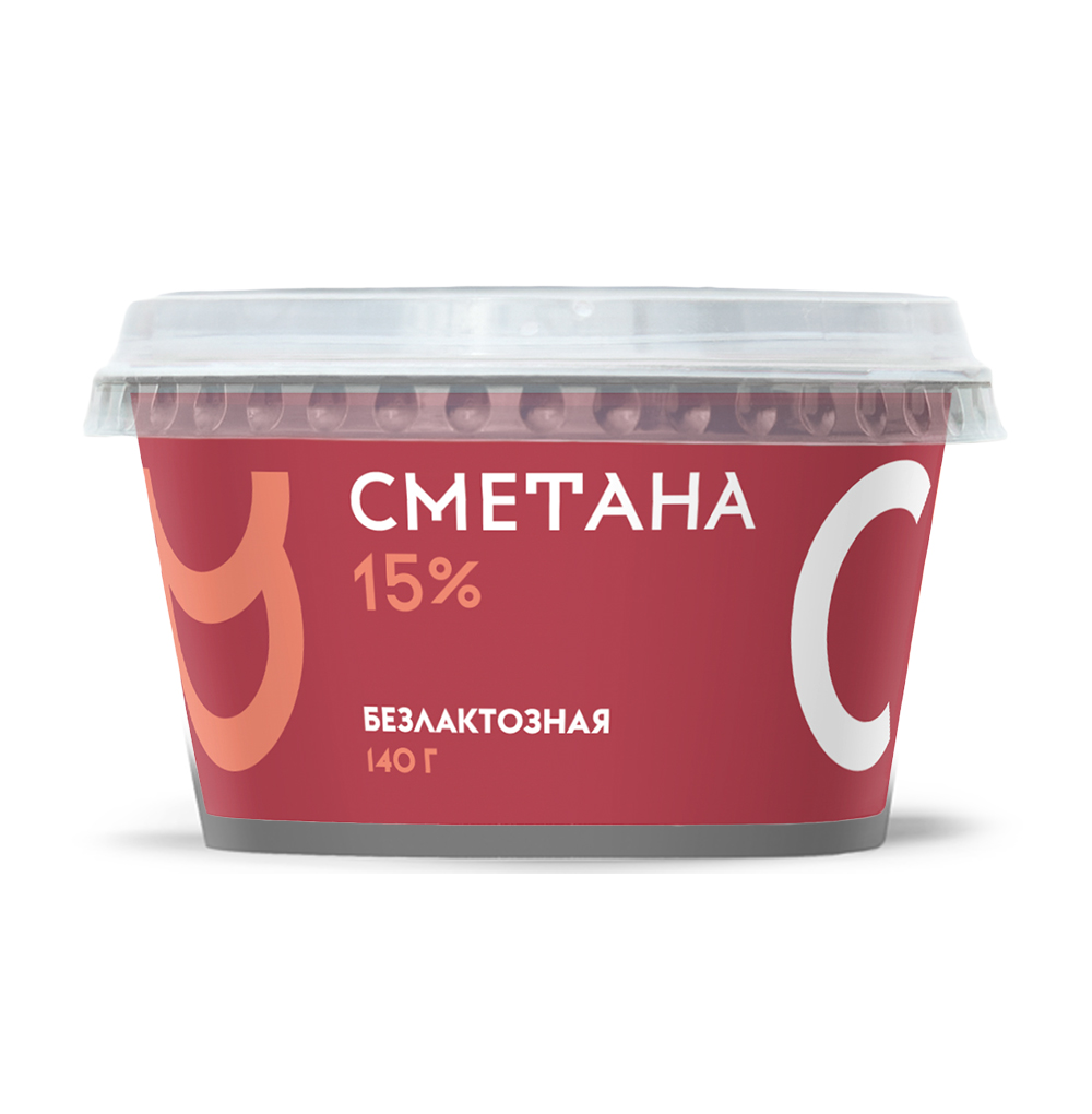 Изображение товара Сметана безлактозная термостатная 15%, «Братья Чебурашкины», 140 г, Россия, БЗМЖ