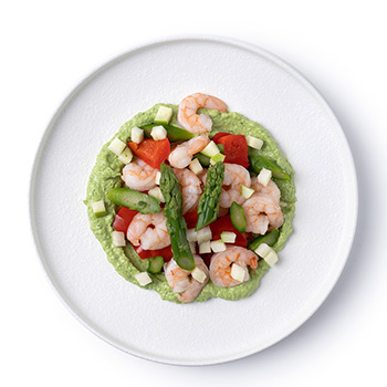 Изображение товара Салат с креветками, спаржей и соусом из руколы, «Уже готово», 180 г, Россия