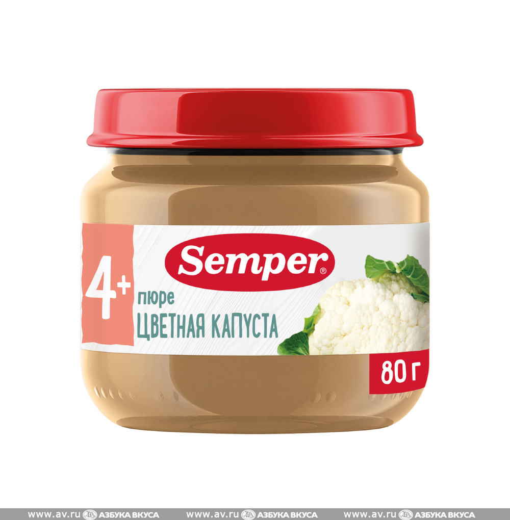Изображение товара Пюре Semper Цветная капуста с 4 месяцев 80 г, Россия Изображение товара Пюре Semper Цветная капуста с 4 месяцев 80 г, Россия