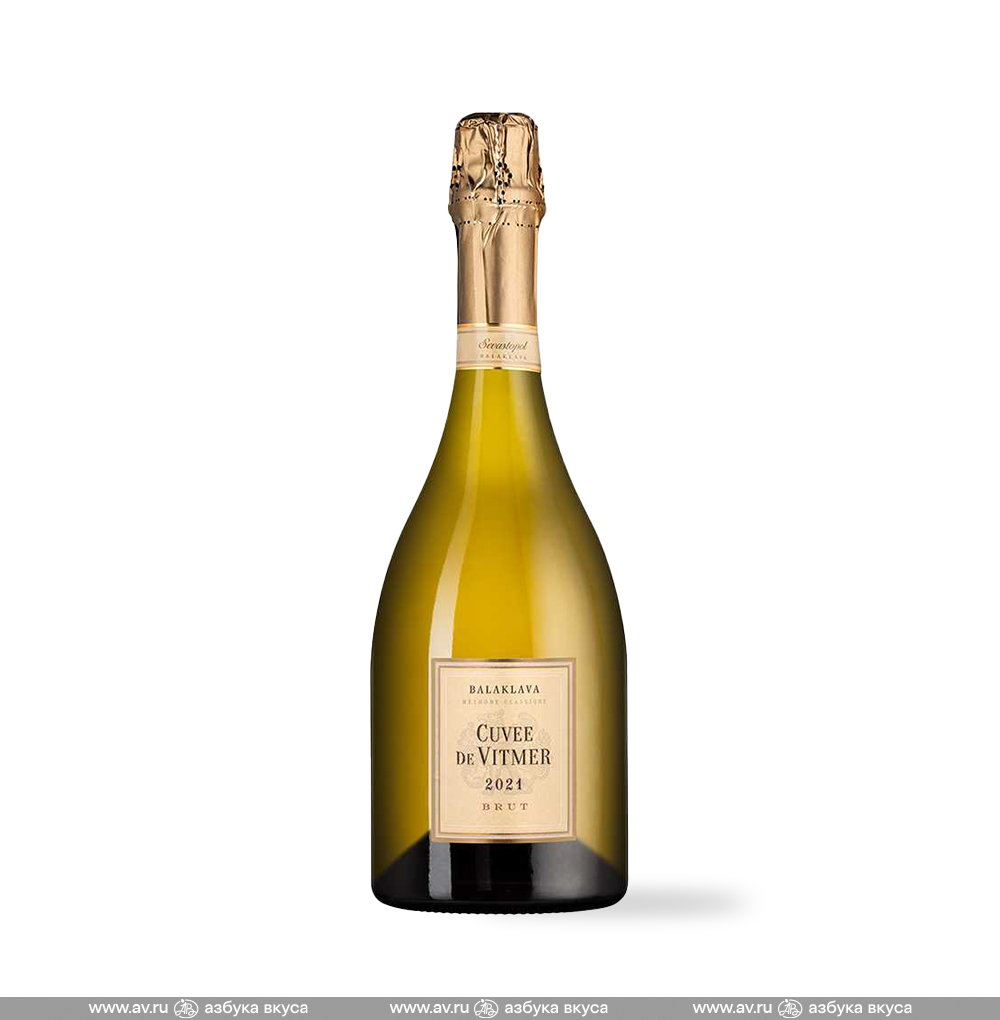 Изображение товара Игристое вино российское белое брют Cuvee De Vitmer Brut, Золотая Балка, 0.75 L