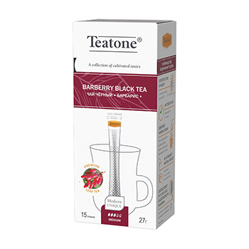 Изображение товара Чай чёрный с ароматом барбариса, Teatone, в стиках, 15 шт.*1.8 г, Россия