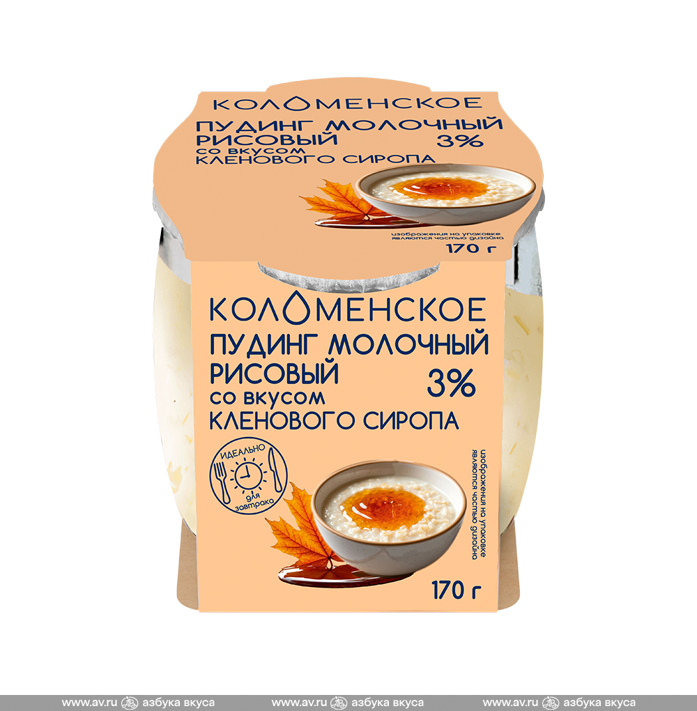Изображение товара Пудинг молочный рисовый со вкусом кленового сиропа 3%, «Коломенское», 170 г, Россия