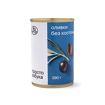 Оливки чёрные крупные без косточки, «Просто Азбука», 425 мл, Испания