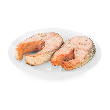 Изображение товара Стейк из лосося атлантического (сёмги) запечённый, 1 шт. от 300 г, Россия