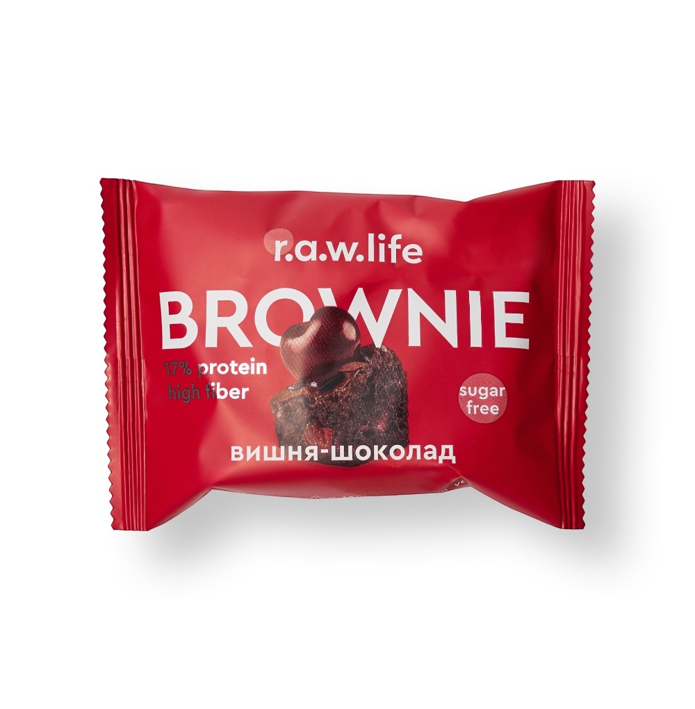 Изображение товара Бисквит протеиновый брауни «Вишня-шоколад», R.A.W.Life, 40 г, Россия Изображение товара Бисквит протеиновый брауни «Вишня-шоколад», R.A.W.Life, 40 г, Россия