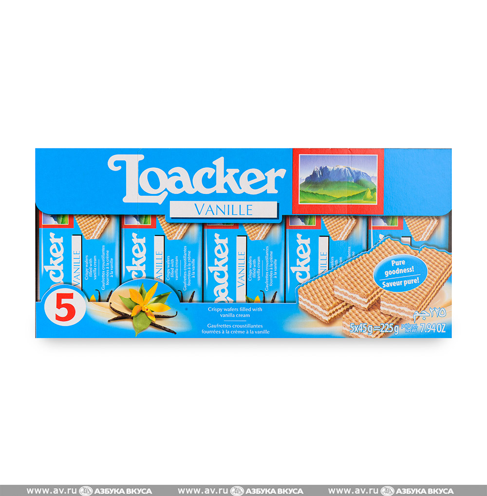 Изображение товара Вафли с ванилью, Loacker, 5 шт.*45 г, Австрия