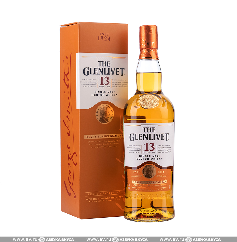 Изображение товара Шотландский виски Glenlivet Speyside 13 лет в American Oak 0.7 L Изображение товара Шотландский виски Glenlivet Speyside 13 лет в American Oak 0.7 L
