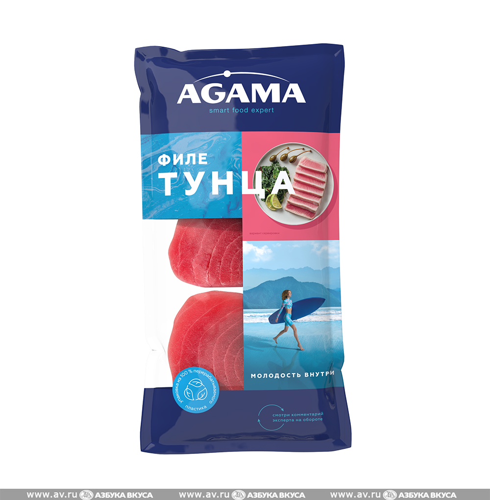 Изображение товара Тунец филе замороженное, Agama, 400 г, Россия Изображение товара Тунец филе замороженное, Agama, 400 г, Россия