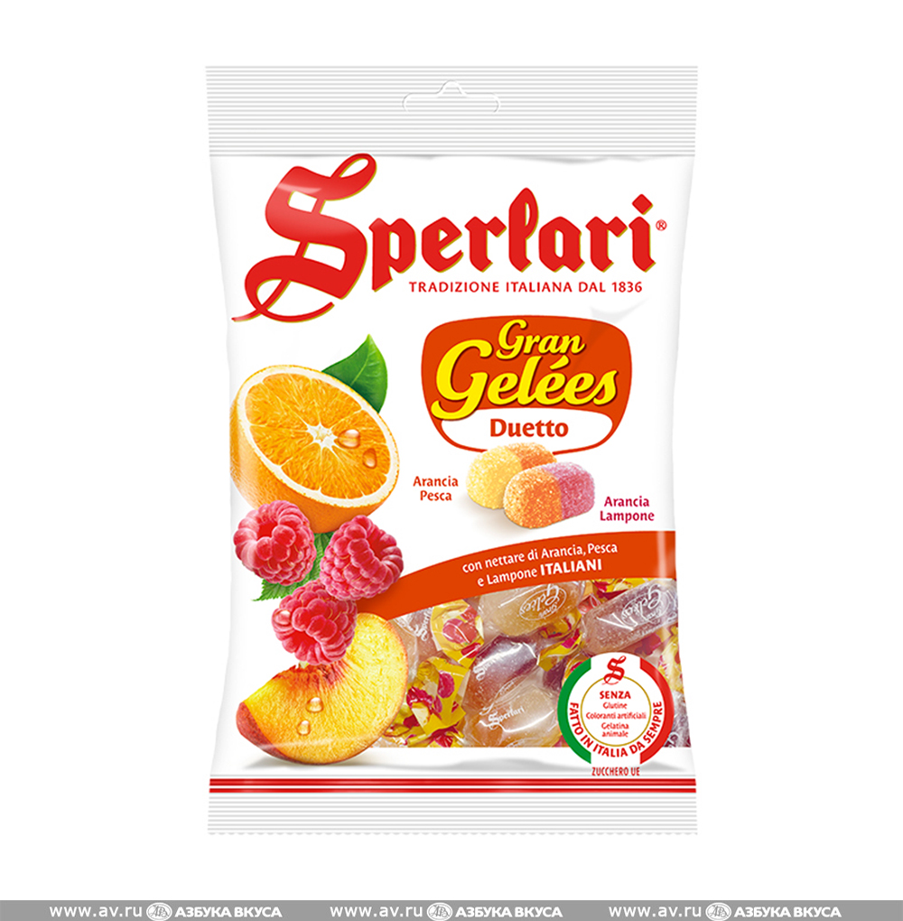 Изображение товара Мармелад желейно-фруктовый Bi-Flavored, Sperlari, 175 г, Италия Изображение товара Мармелад желейно-фруктовый Bi-Flavored, Sperlari, 175 г, Италия
