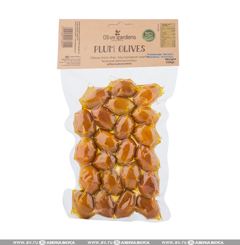 Изображение товара Оливки зеленые Дамаскиноэлия с косточкой, Olive Gardens, 330 г, Греция