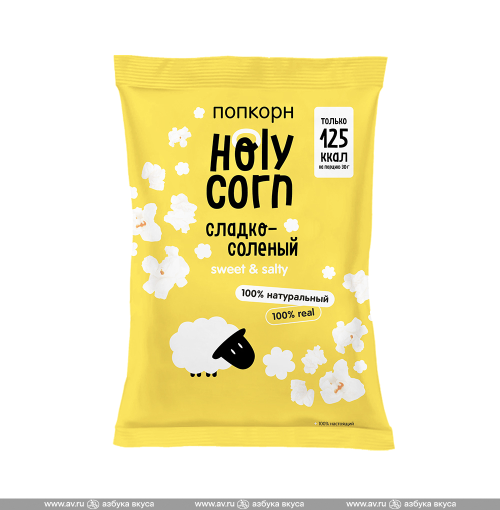 Изображение товара Попкорн сладко-солёный, Holy Corn, 80 г, Россия Изображение товара Попкорн сладко-солёный, Holy Corn, 80 г, Россия
