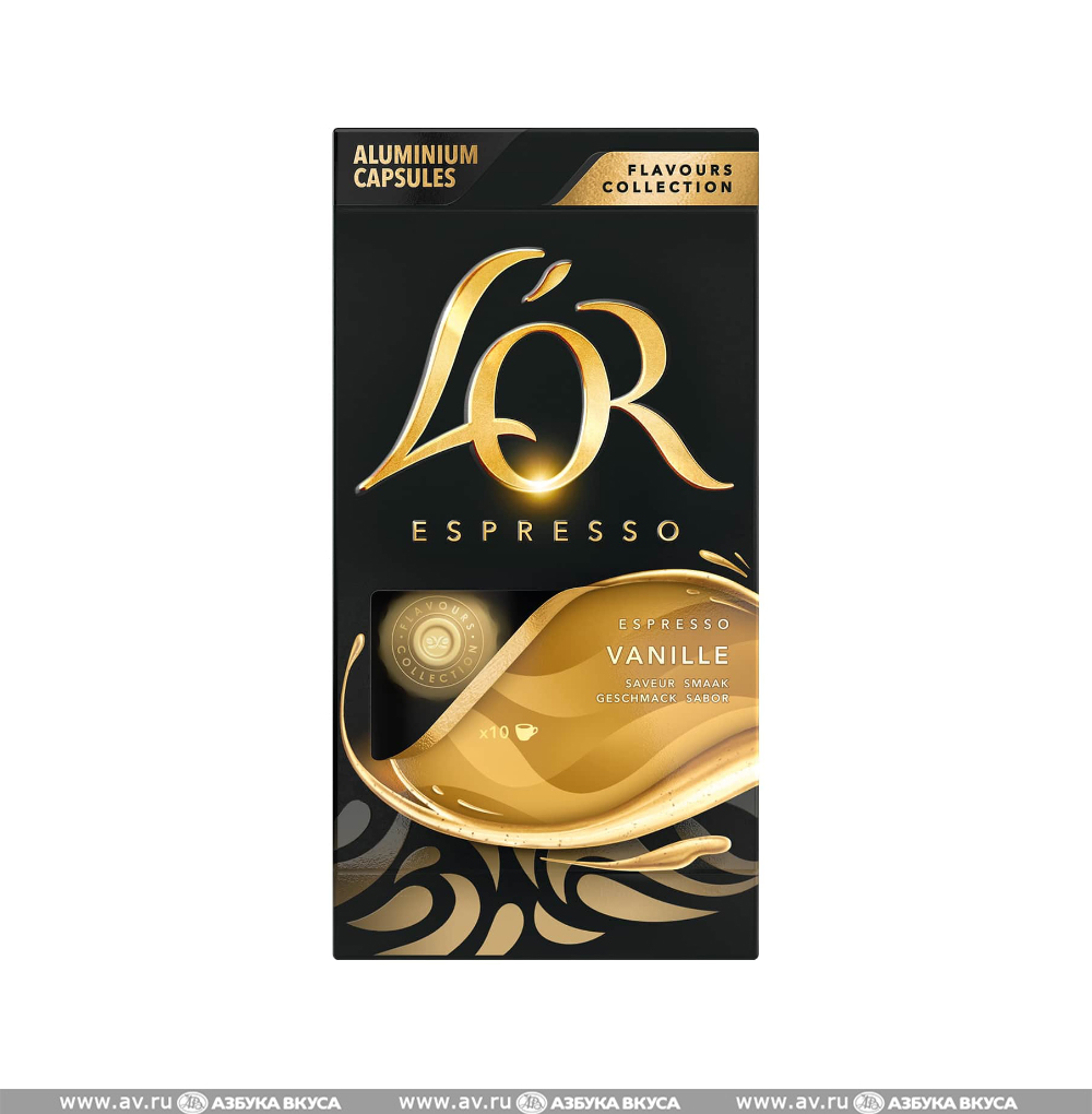 Изображение товара Кофе молотый Espresso Vanilla, L'OR, 10 капсул, 52 г, Франция Изображение товара Кофе молотый Espresso Vanilla, L'OR, 10 капсул, 52 г, Франция