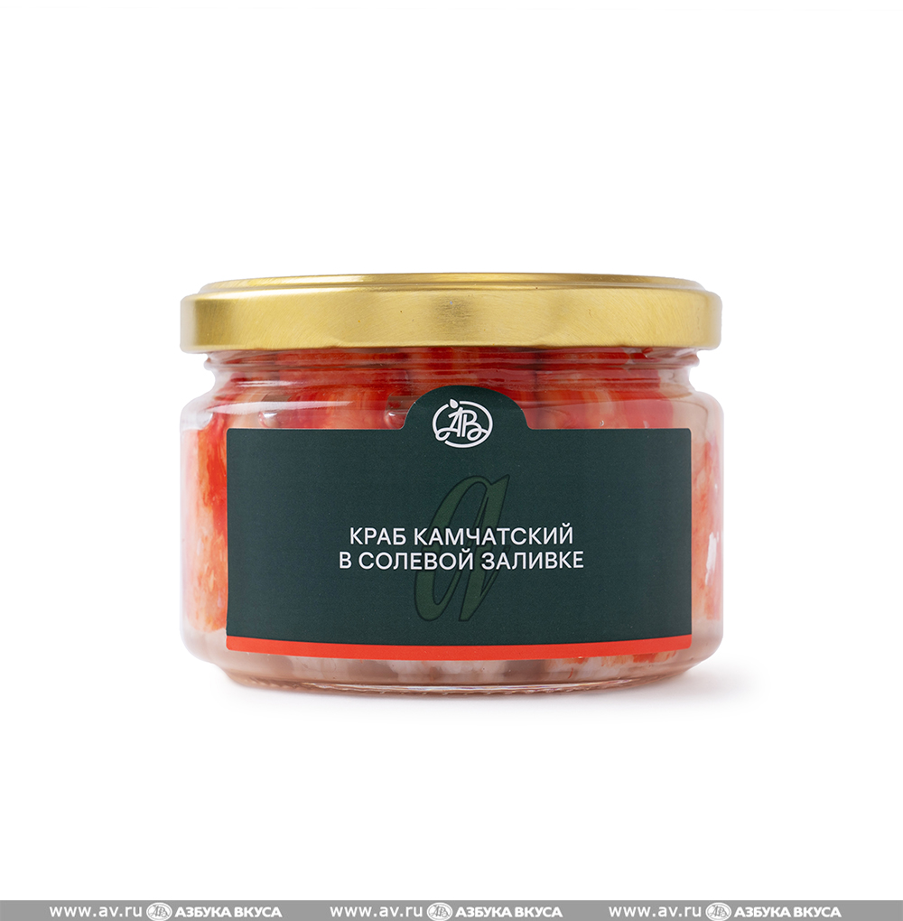 Изображение товара Консервы из мяса камчатского краба в солевой заливке, «Азбука вкуса», 250 г Россия
