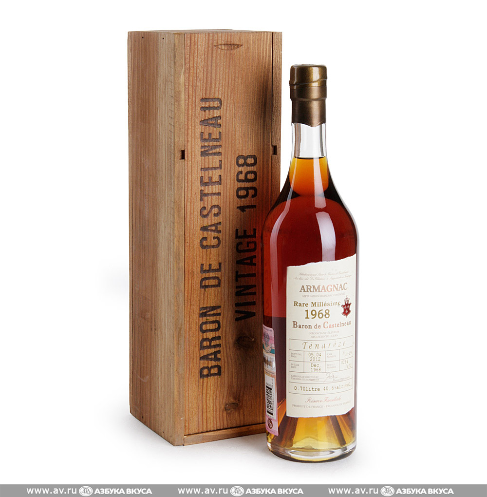 Изображение товара Арманьяк Baron de Castelneau 1968 0.7L органический выдержанный напиток Изображение товара Арманьяк Baron de Castelneau 1968 0.7L органический выдержанный напиток