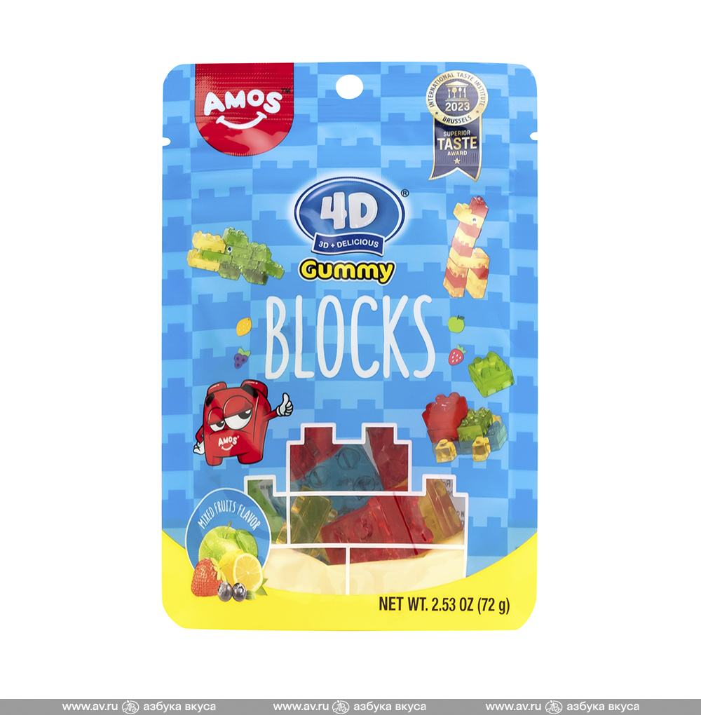 Изображение товара Мармелад жевательный 4D BLOCKS фруктовый микс, Amos, 72 г, Китай Изображение товара Мармелад жевательный 4D BLOCKS фруктовый микс, Amos, 72 г, Китай