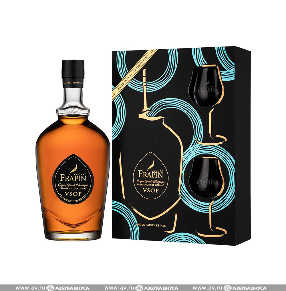 Изображение товара Коньяк Frapin AOC Grande Champagne VSOP, 0.7 L, п/у + 2 бокала