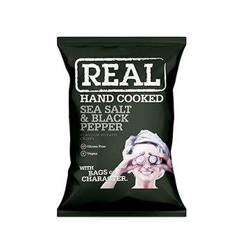 Изображение товара Чипсы картофельные со вкусом и ароматом морской соли и чёрного перца, Real Handcooked, 150 г, Великобритания