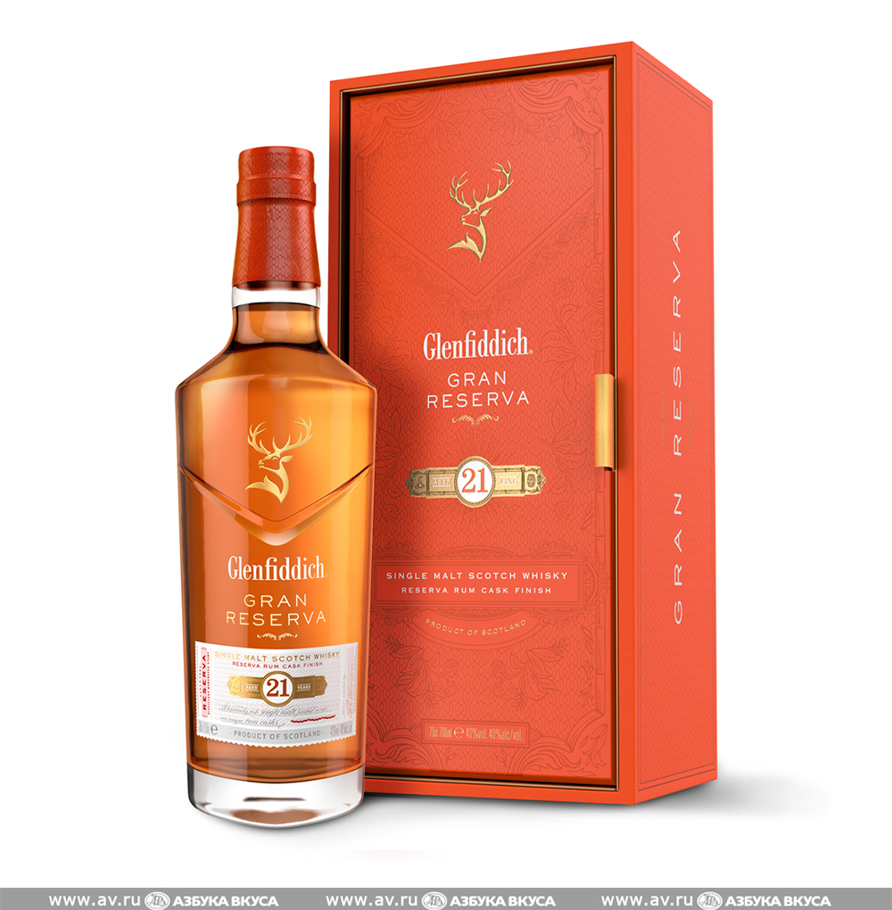 Изображение товара Виски шотландский Glenfiddich Speyside Single Malt Rum Cask 21 YO Gran Reserva 43.2%, 0.7 L, п/у Изображение товара Виски шотландский Glenfiddich Speyside Single Malt Rum Cask 21 YO Gran Reserva 43.2%, 0.7 L, п/у